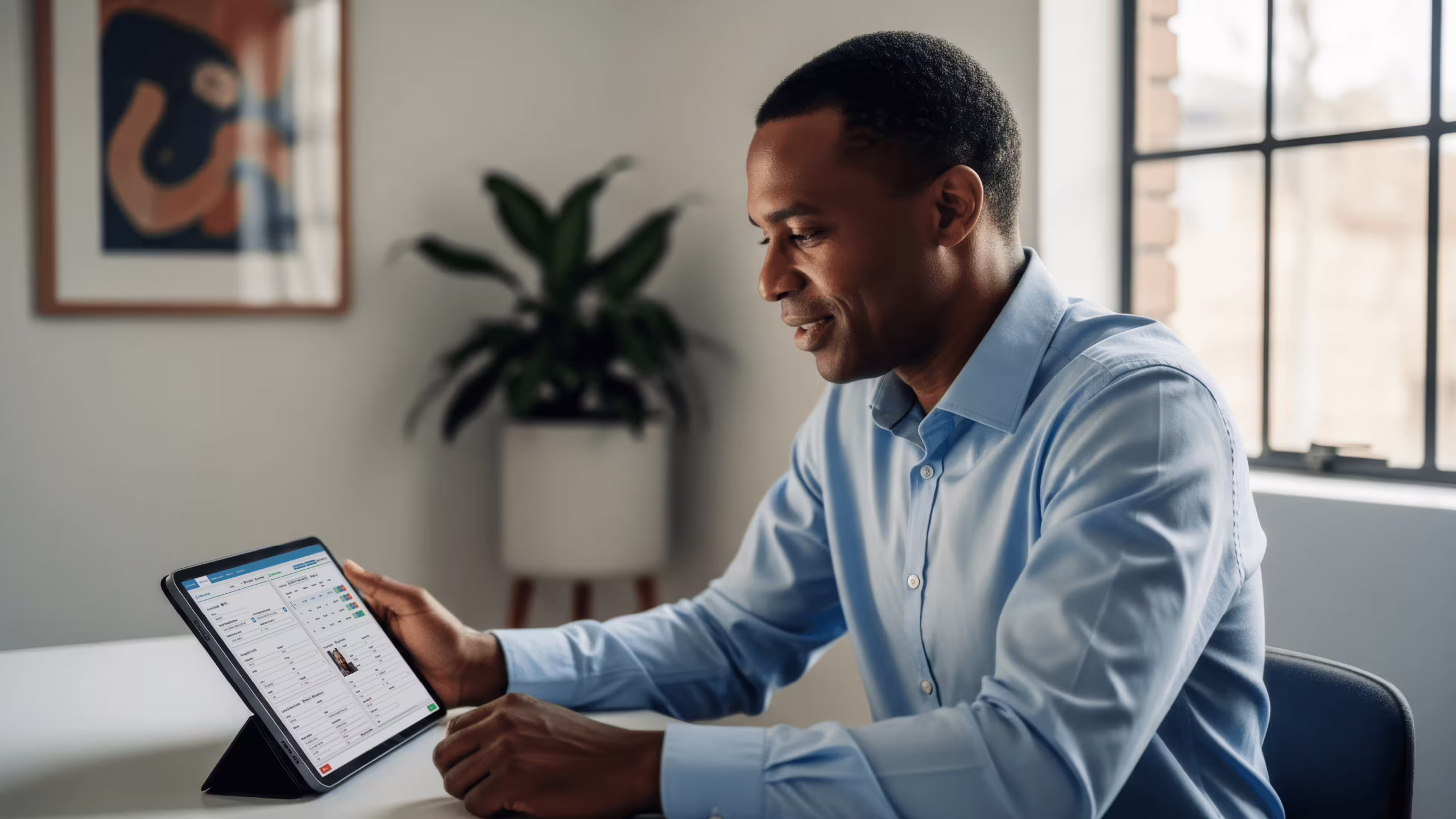 electronic-medical-records-software-south-africa Physician using electronic medical records software in a South African consulting room